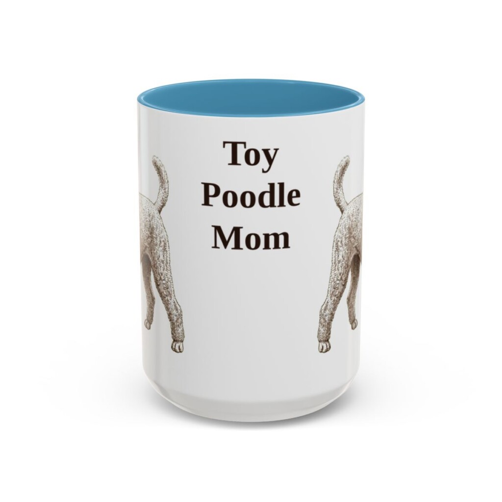 15oz Toy Poodle Dog Mom Mug, Light Blue, front view