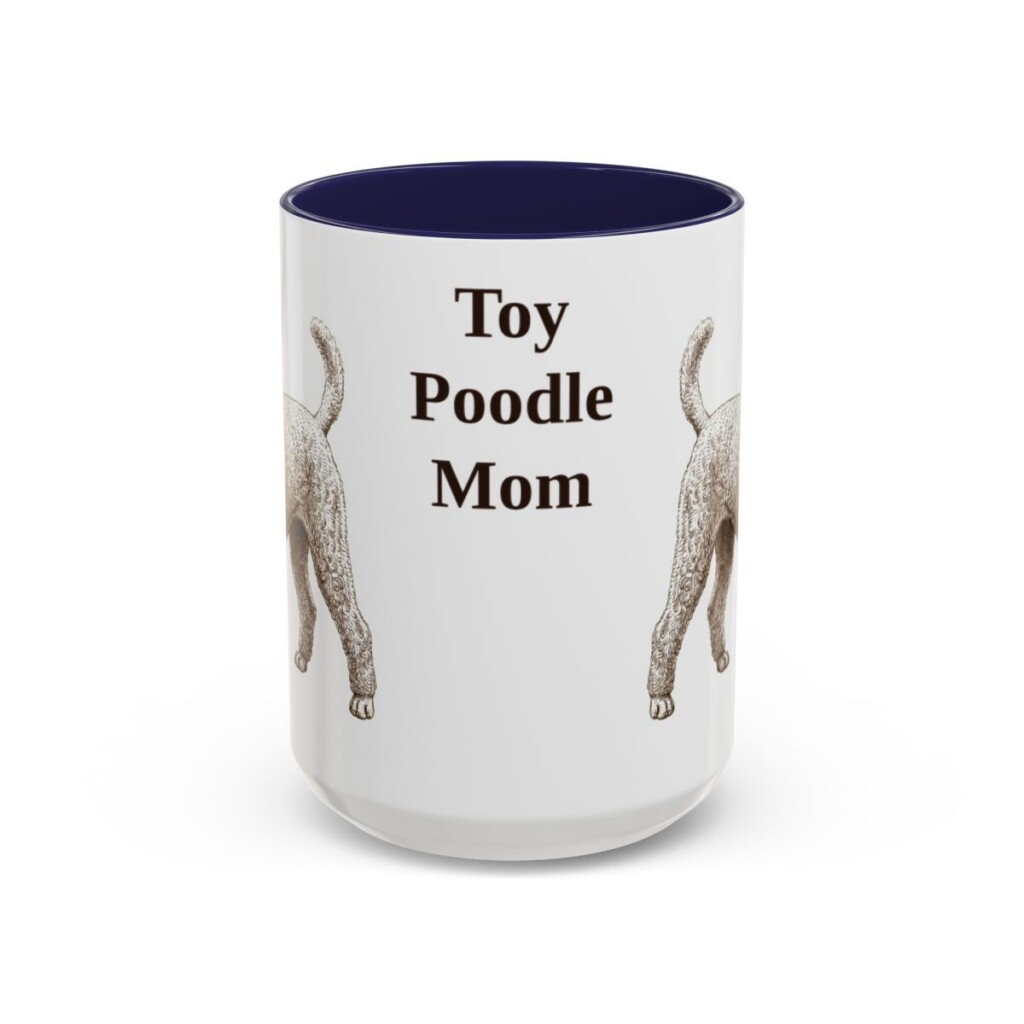 15oz Toy Poodle Dog Mom Mug, Navy, front view