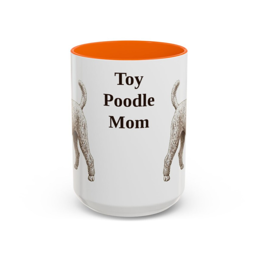 15oz Toy Poodle Dog Mom Mug, Orange, front view
