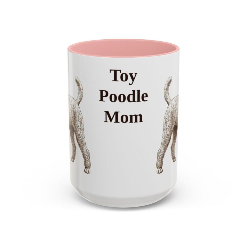 15oz Toy Poodle Dog Mom Mug, Pink, front view