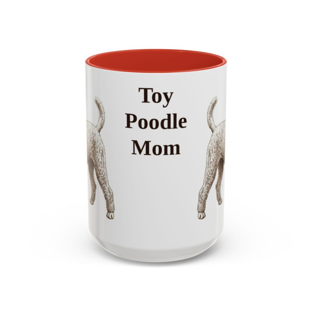 15oz Toy Poodle Dog Mom Mug, Red, front view