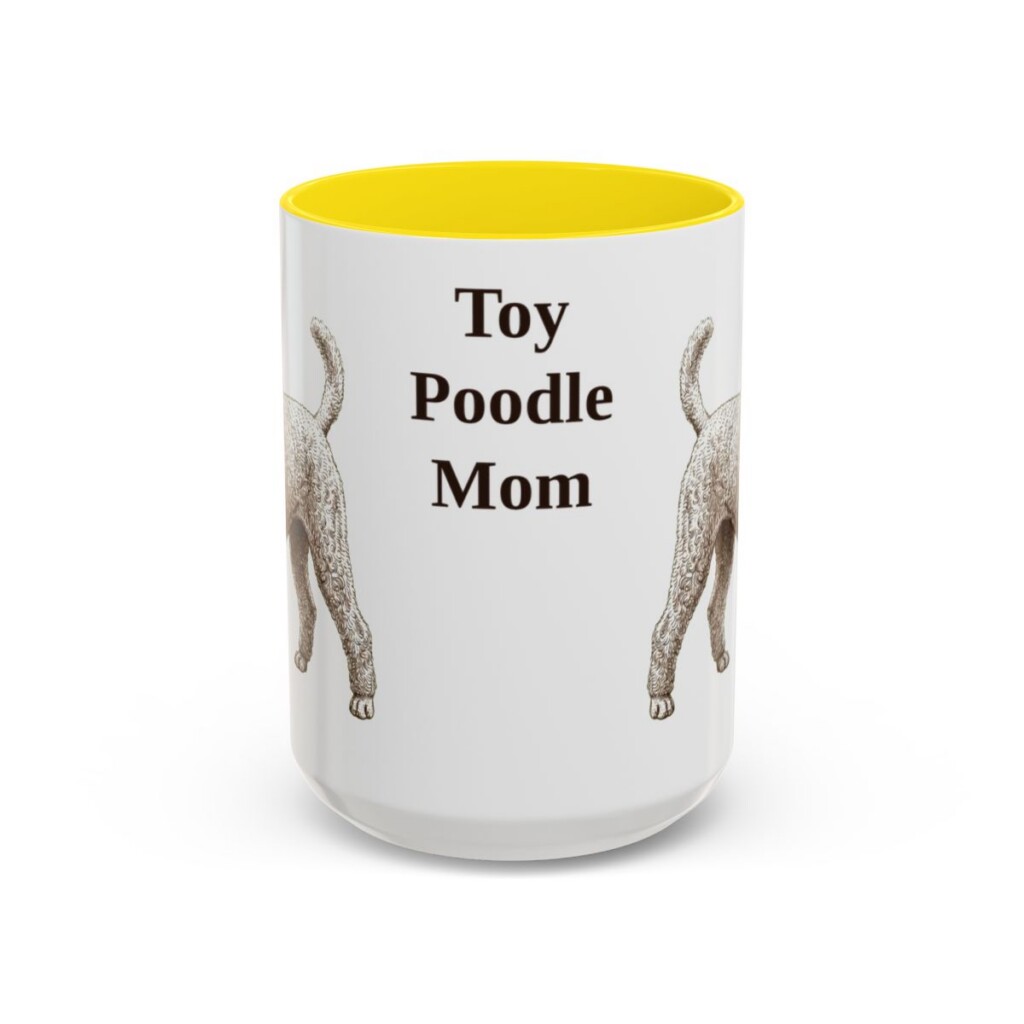 15oz Toy Poodle Dog Mom Mug, Yellow, front view