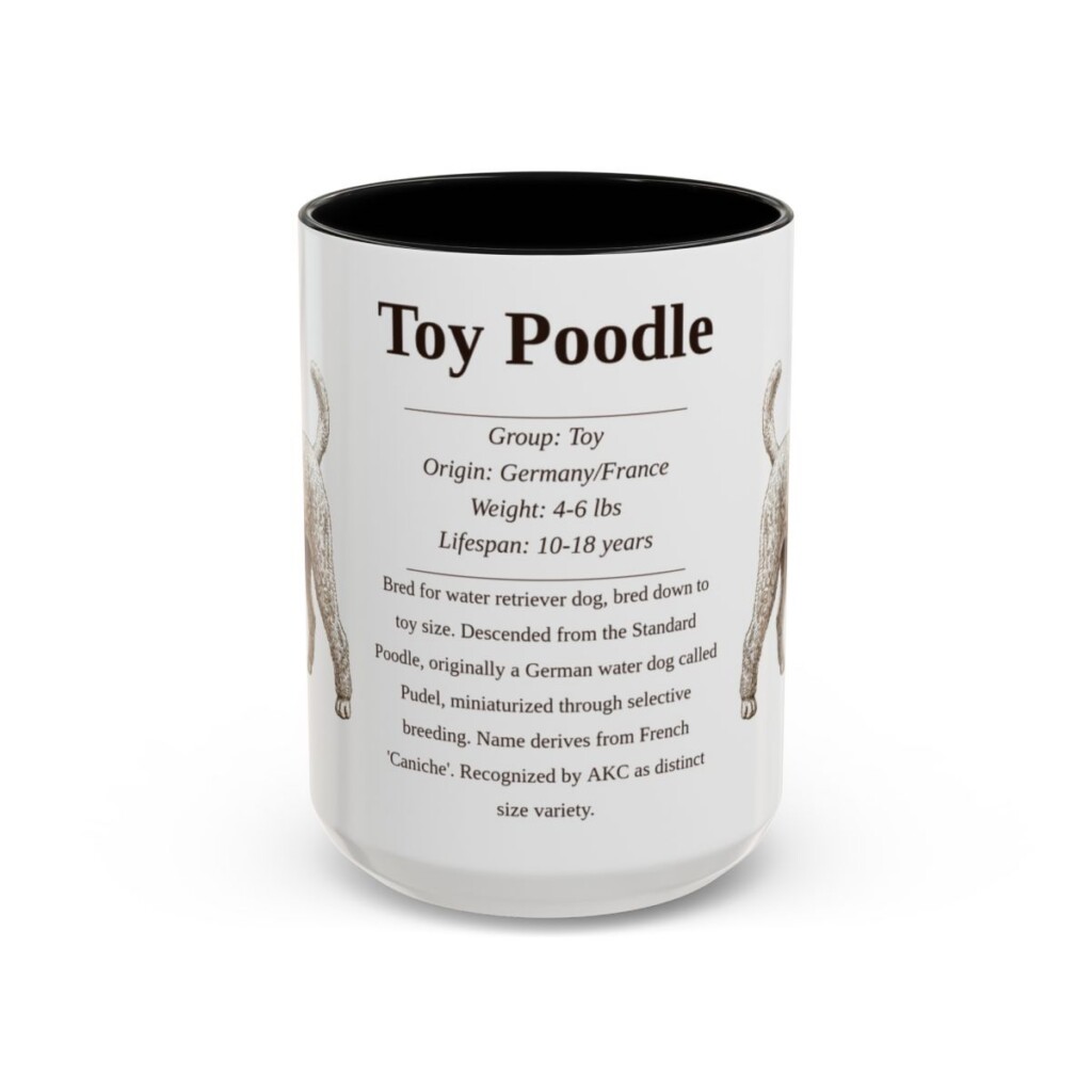 15oz Toy Poodle Mug, Black, front view