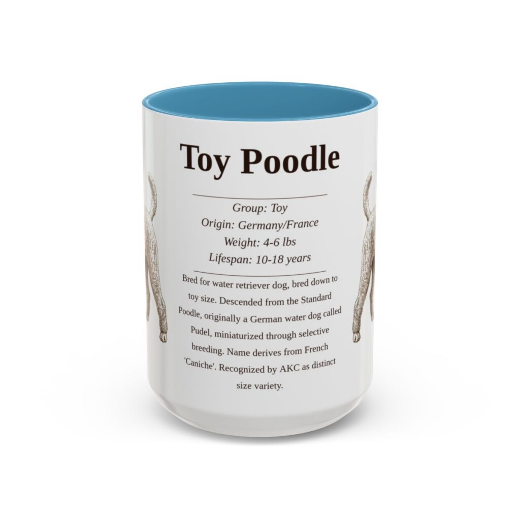 15oz Toy Poodle Mug, Light Blue, front view