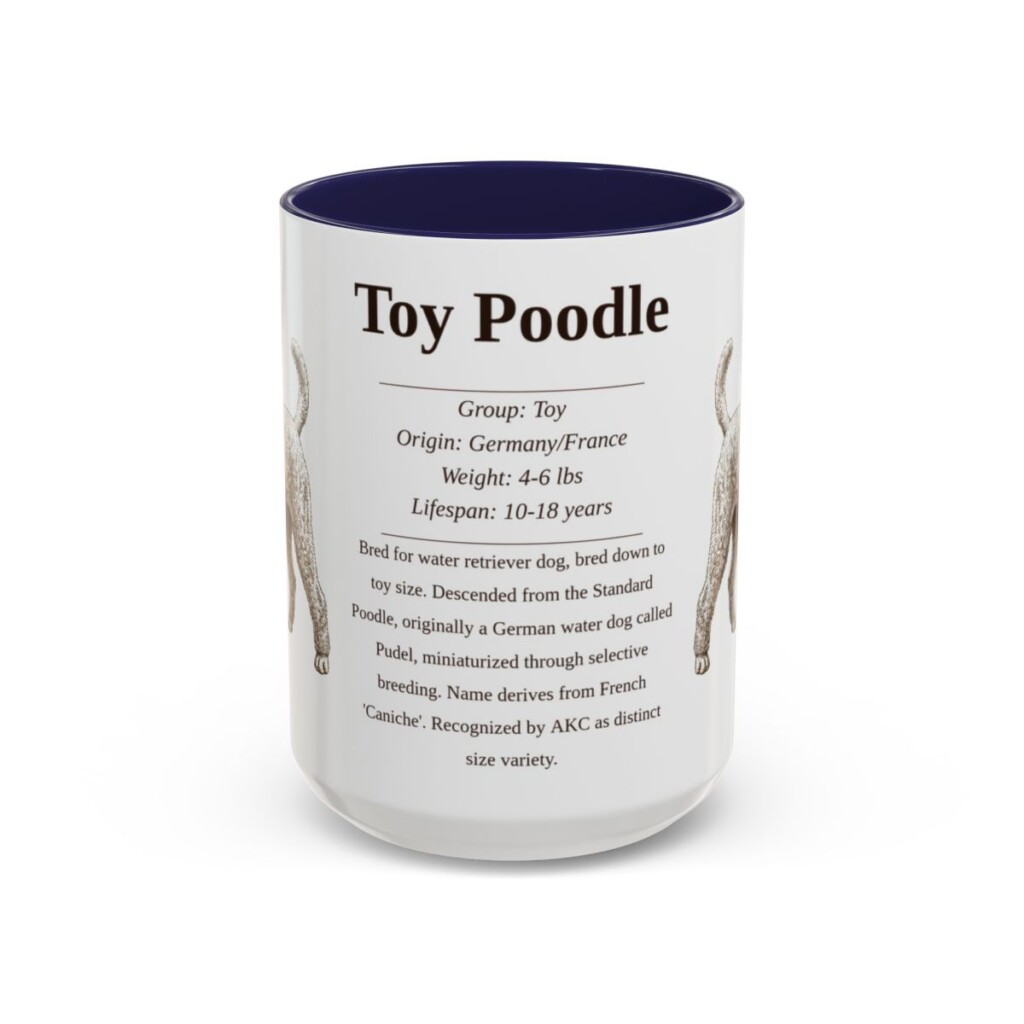 15oz Toy Poodle Mug, Navy, front view