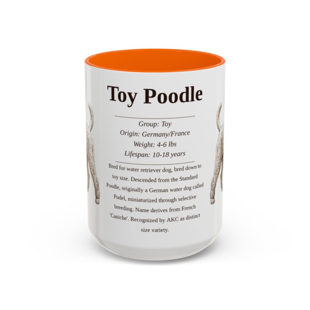 15oz Toy Poodle Mug, Orange, front view
