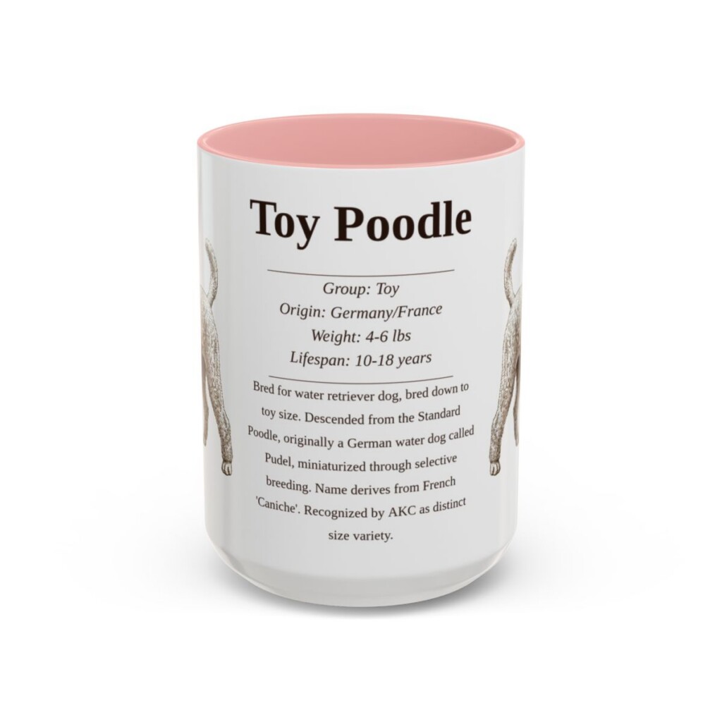 15oz Toy Poodle Mug, Pink, front view