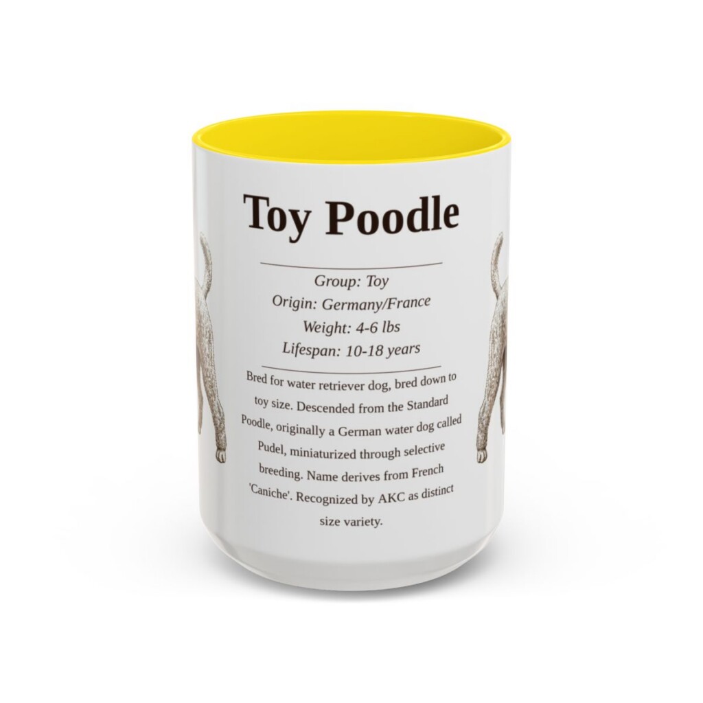 15oz Toy Poodle Mug, Yellow, front view