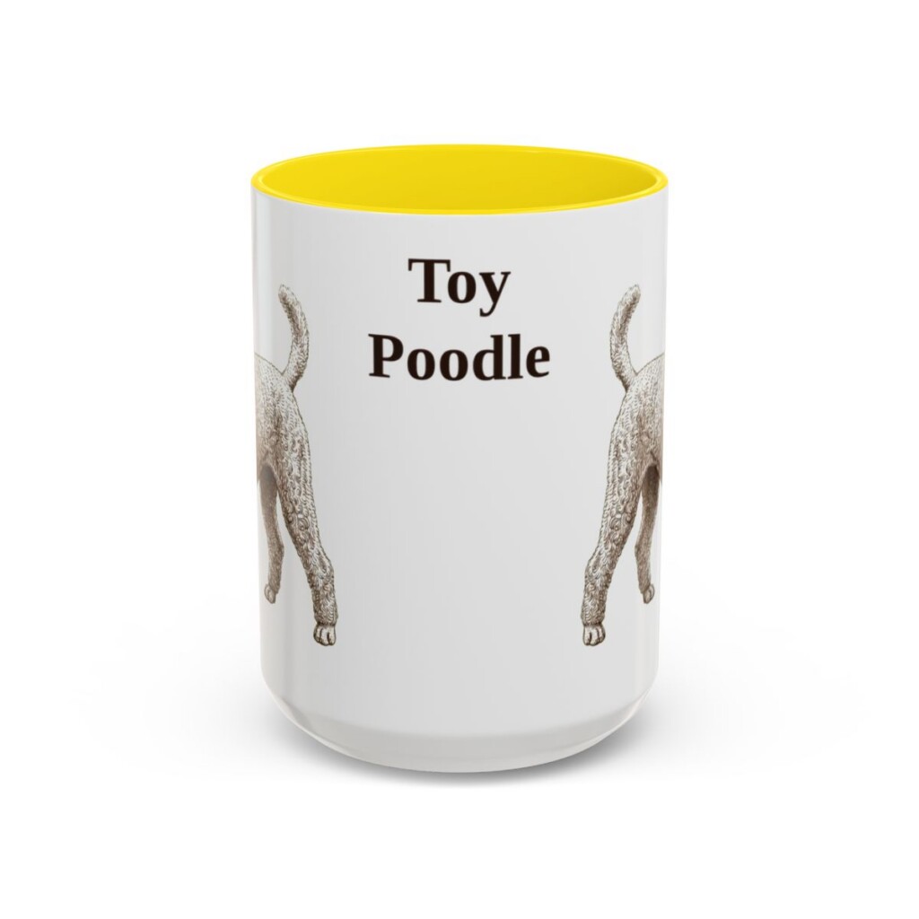 15oz Toy Poodle Mug, Yellow, front view