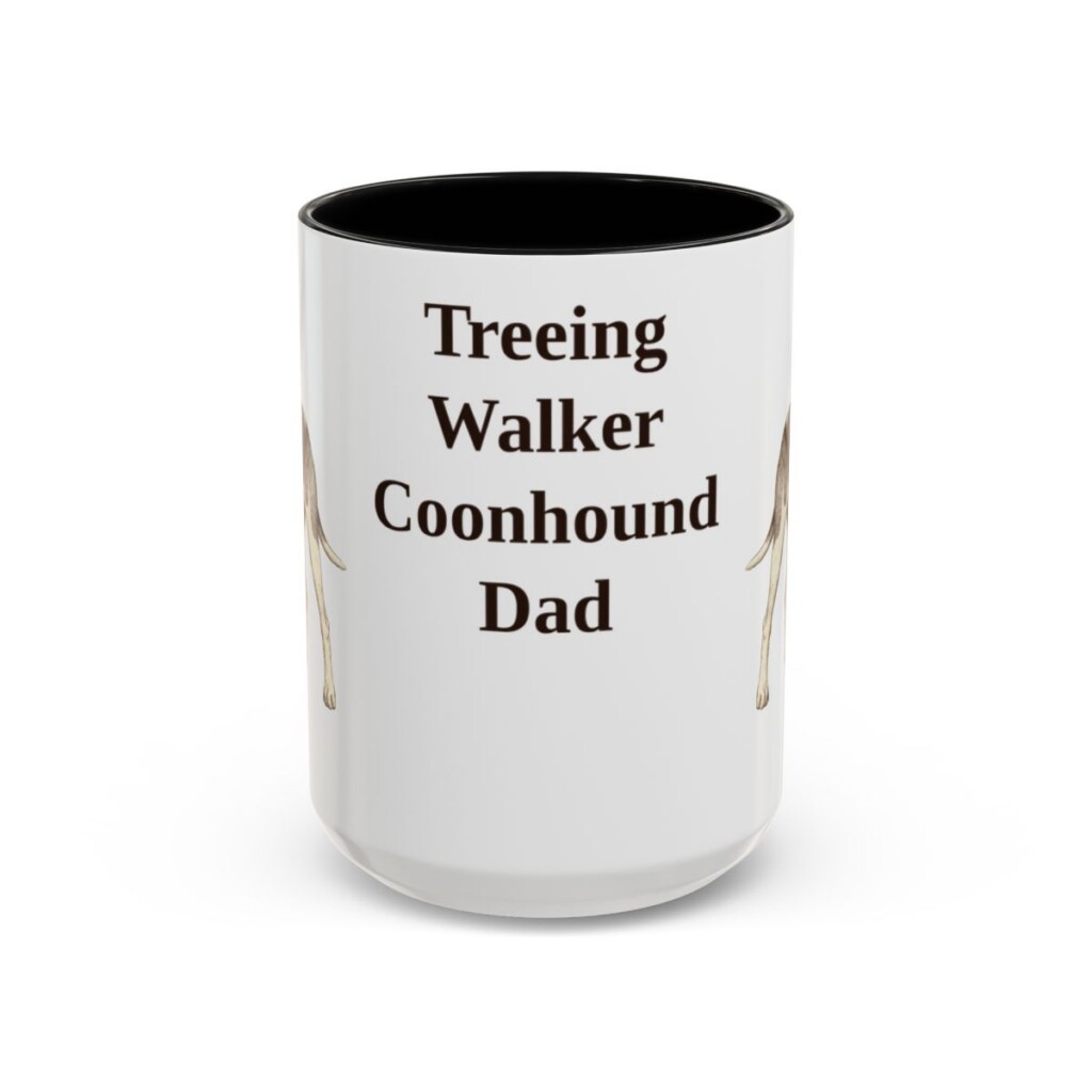 15oz Treeing Walker Coonhound Dog Dad Mug, Black, front view