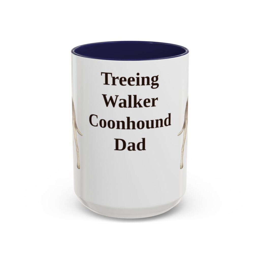 15oz Treeing Walker Coonhound Dog Dad Mug, Navy, front view