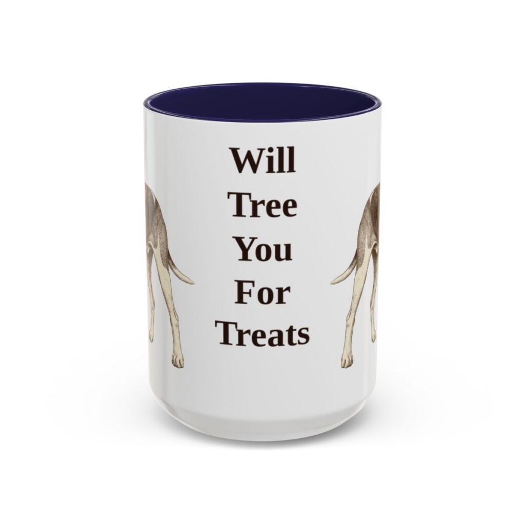 15oz-treeing-walker-coonhound-mug-humor-navy 15oz Funny Treeing Walker Coonhound Mug, Navy, front view