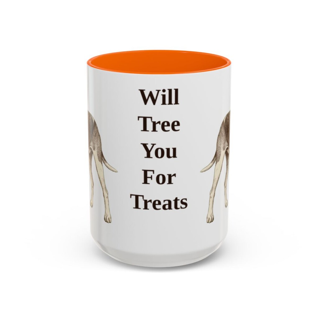 15oz-treeing-walker-coonhound-mug-humor-orange 15oz Funny Treeing Walker Coonhound Mug, Orange, front view