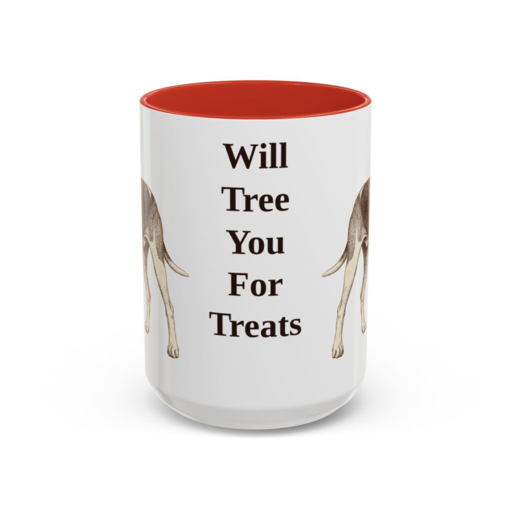 15oz-treeing-walker-coonhound-mug-humor-red 15oz Funny Treeing Walker Coonhound Mug, Red, front view
