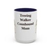 15oz Treeing Walker Coonhound Dog Mom Mug, Navy, front view