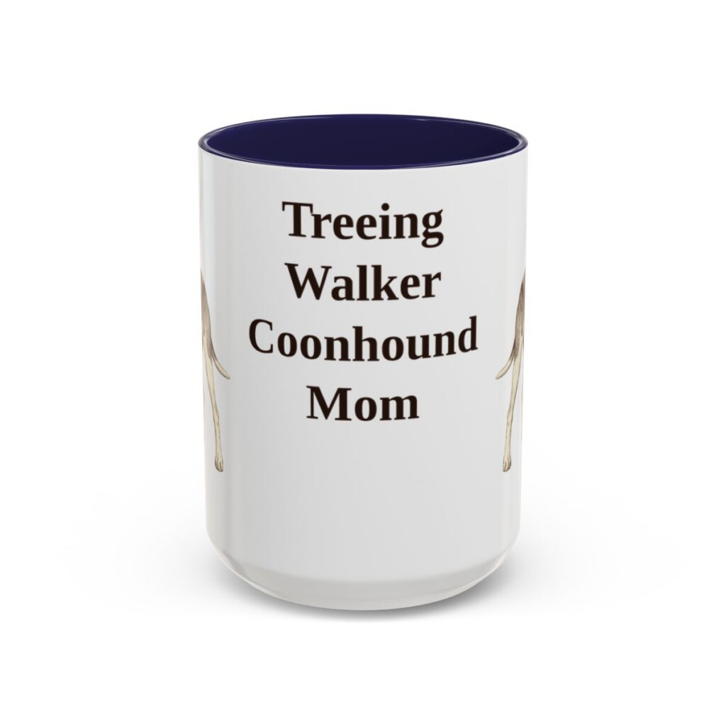 15oz Treeing Walker Coonhound Dog Mom Mug, Navy, front view