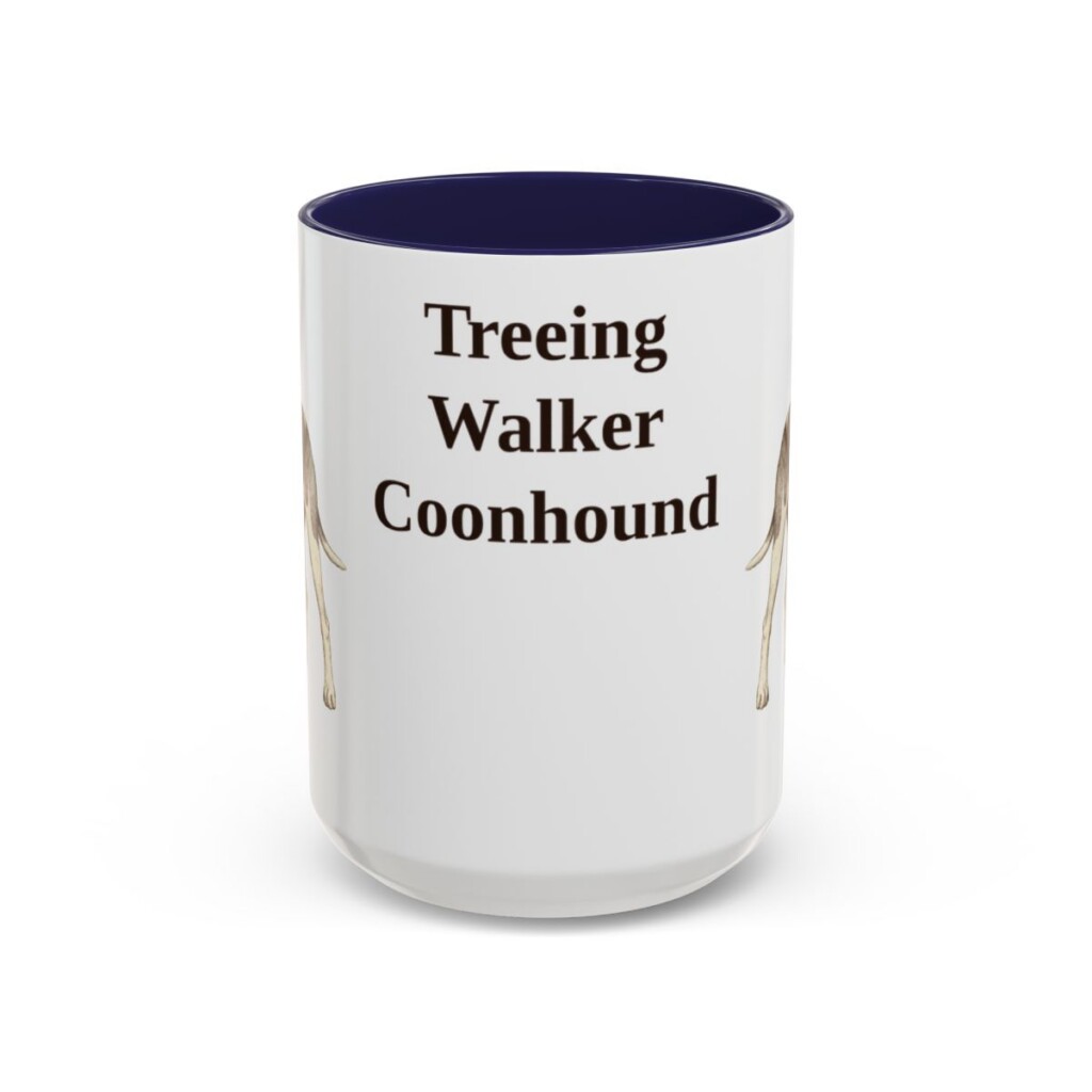 15oz Treeing Walker Coonhound Mug, Navy, front view