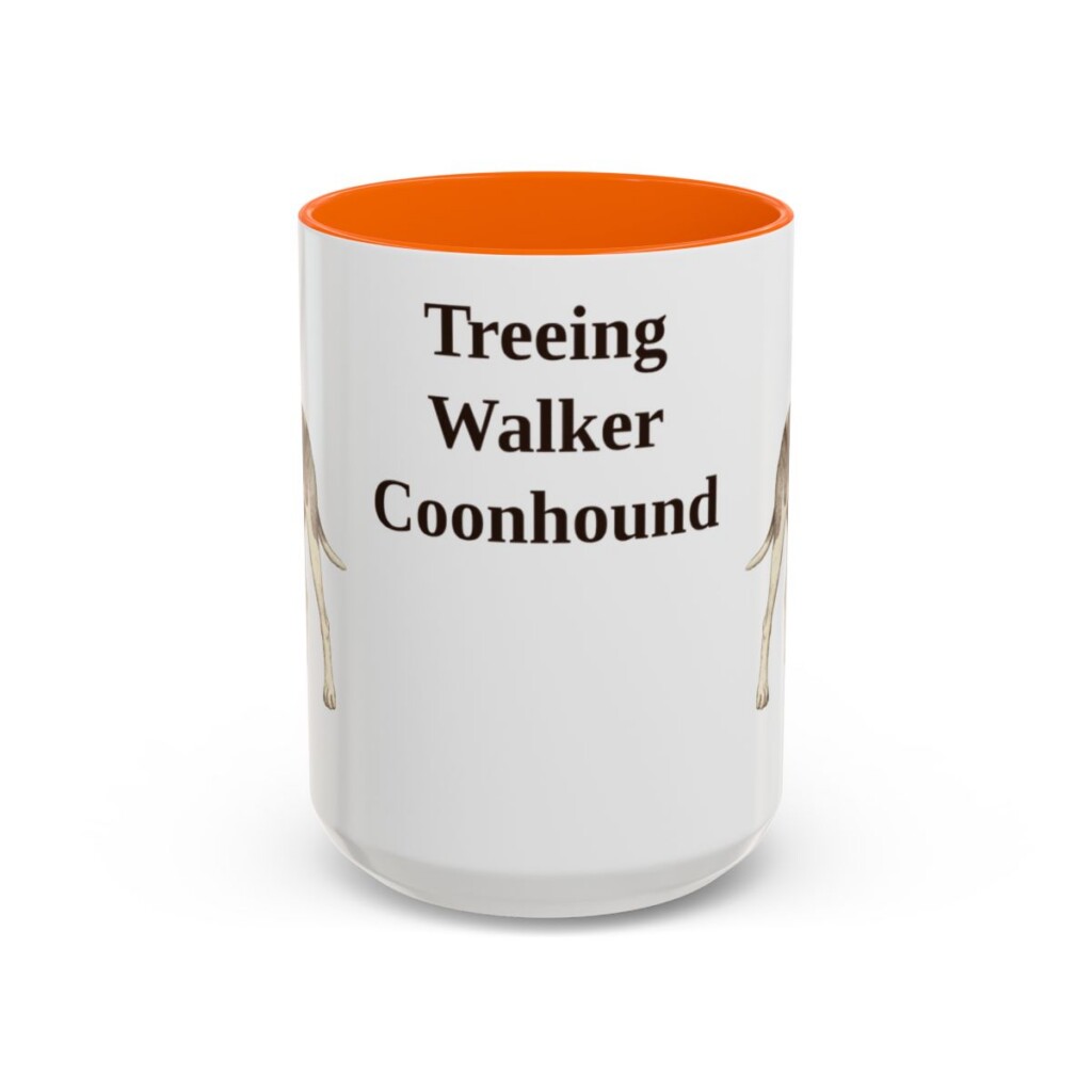 15oz Treeing Walker Coonhound Mug, Orange, front view
