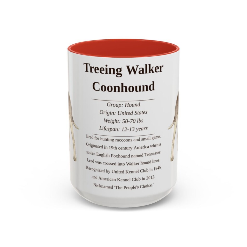 15oz Treeing Walker Coonhound Mug, Red, front view