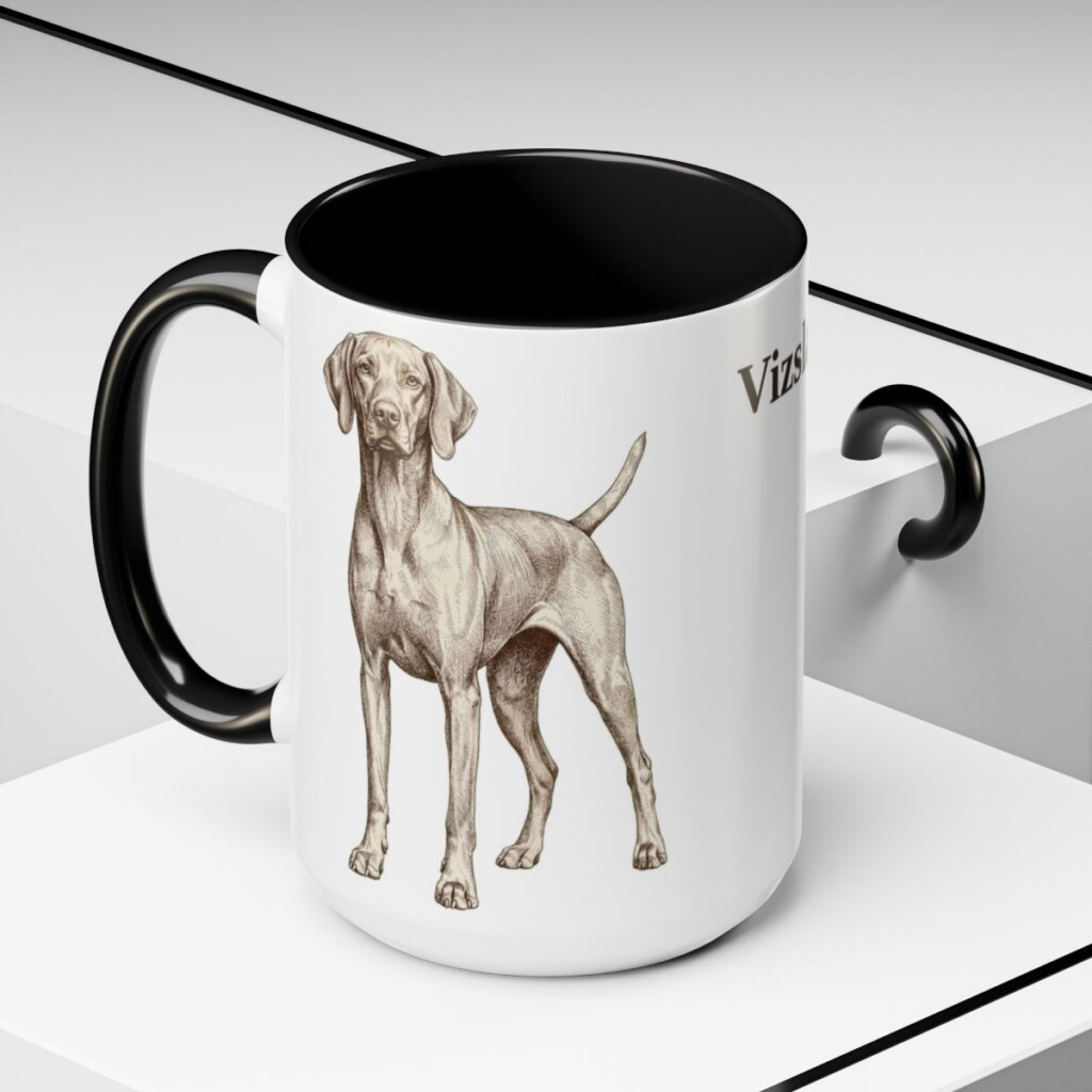 15oz Vizsla Mug, Black, lifestyle photo
