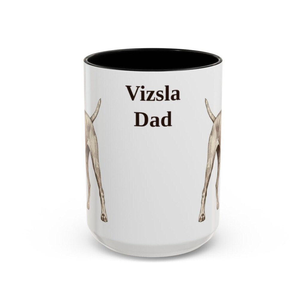 15oz Vizsla Dog Dad Mug, Black, front view