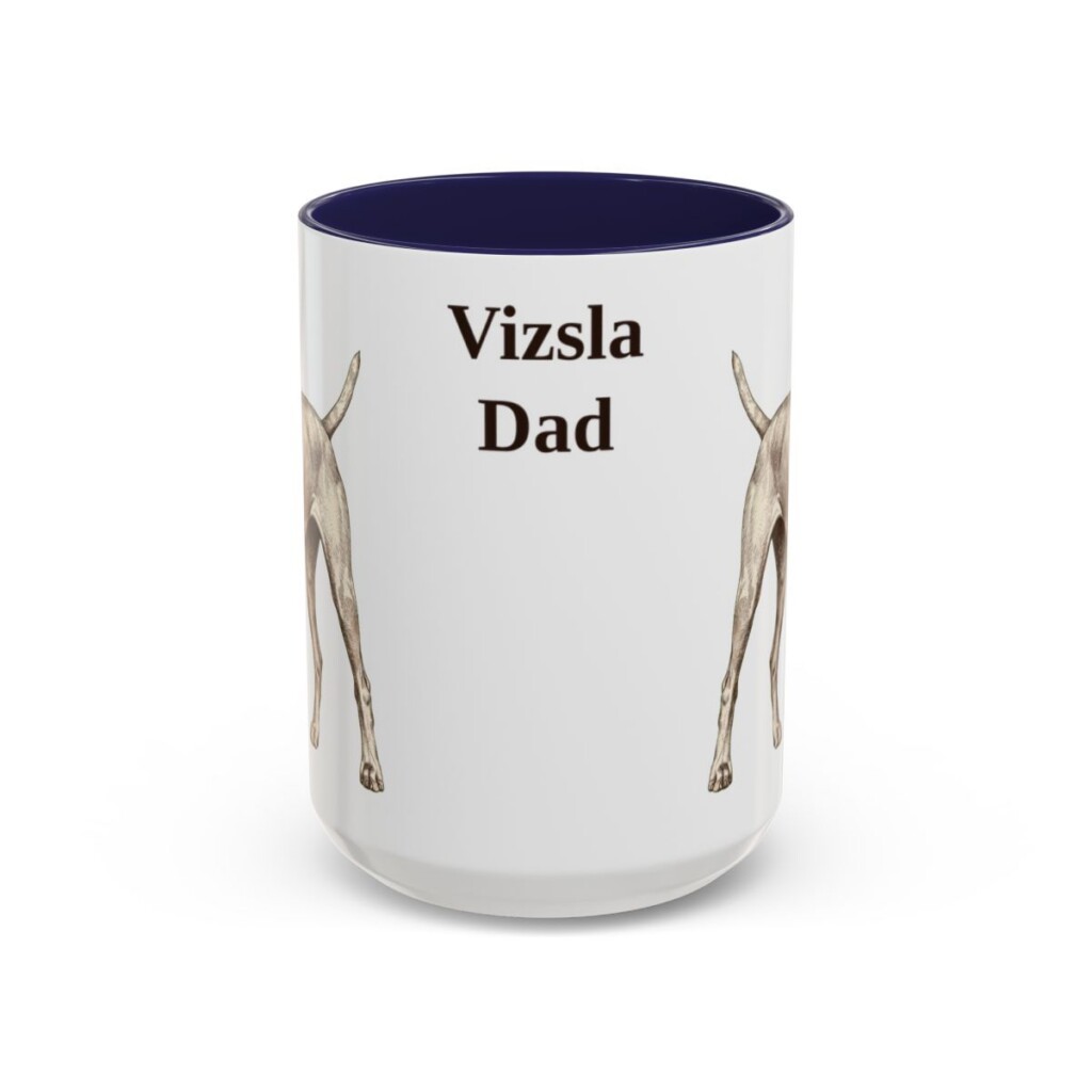 15oz Vizsla Dog Dad Mug, Navy, front view