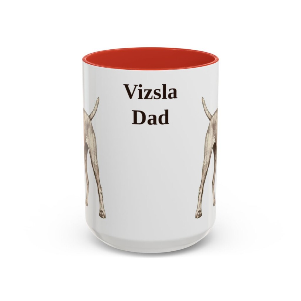 15oz Vizsla Dog Dad Mug, Red, front view