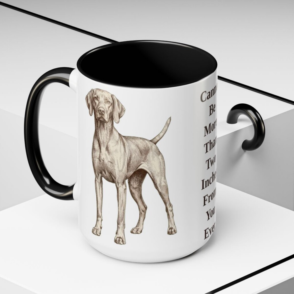 15oz Funny Vizsla Mug, Black, lifestyle photo