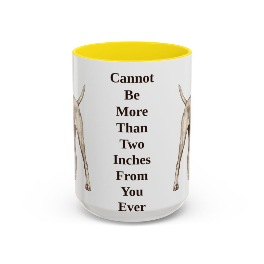 15oz Funny Vizsla Mug, Yellow, front view