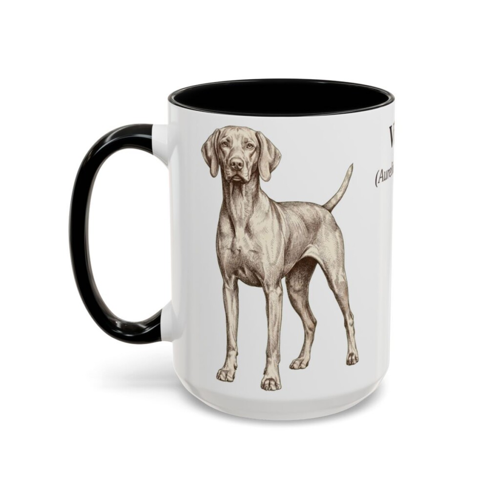 15oz Vizsla Latin Mug, Black, left side view