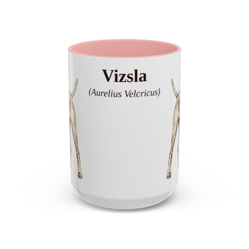 15oz Vizsla Latin Mug, Pink, front view