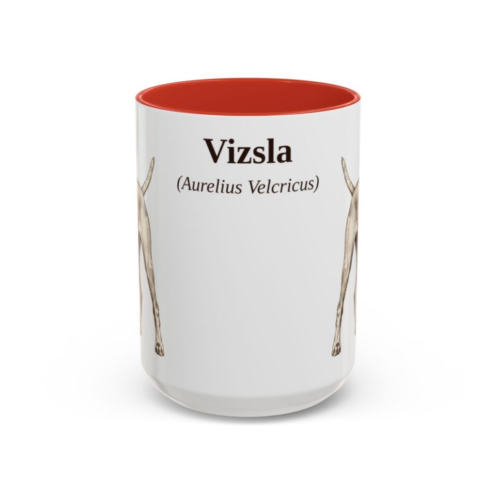 15oz Vizsla Latin Mug, Red, front view