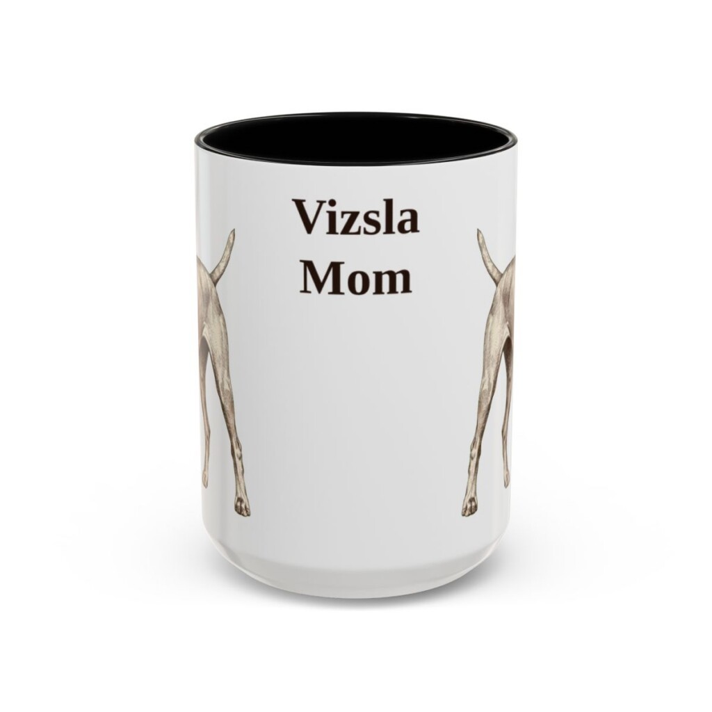15oz-vizsla-mug-mom-black-front 15oz Vizsla Dog Mom Mug, Black, front view