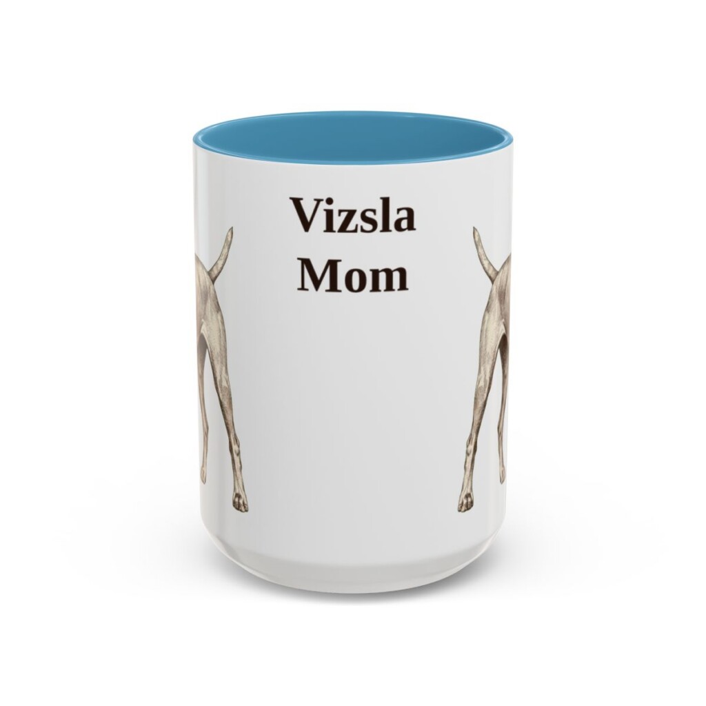 15oz-vizsla-mug-mom-light-blue 15oz Vizsla Dog Mom Mug, Light Blue, front view