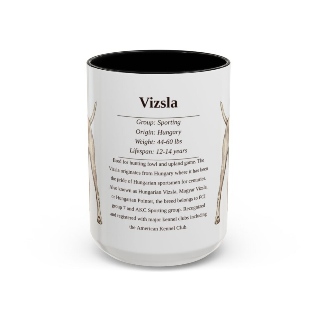 15oz Vizsla Mug, Black, front view
