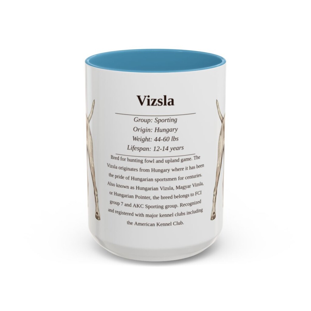 15oz Vizsla Mug, Light Blue, front view