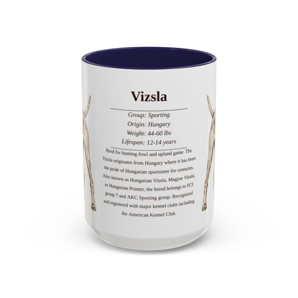15oz Vizsla Mug, Navy, front view