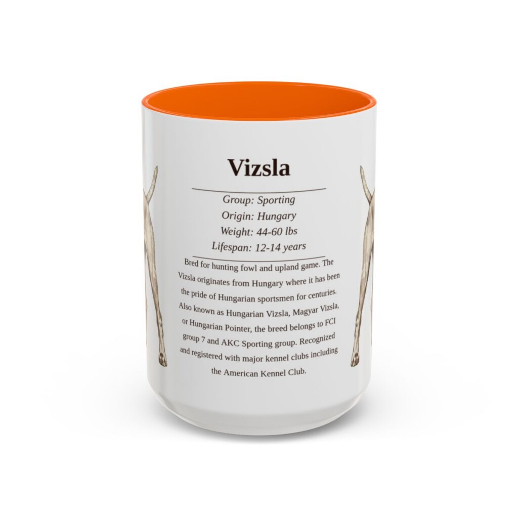 15oz Vizsla Mug, Orange, front view