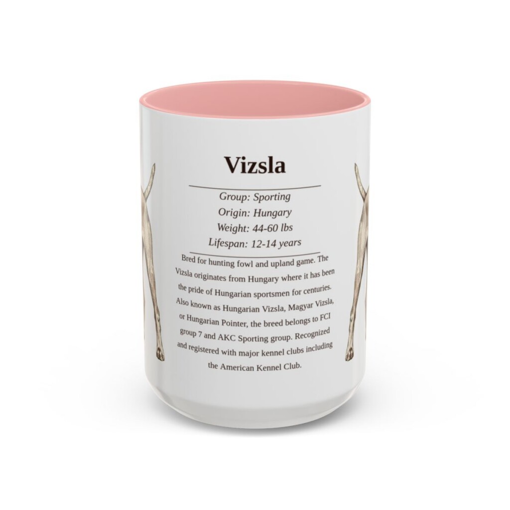 15oz Vizsla Mug, Pink, front view