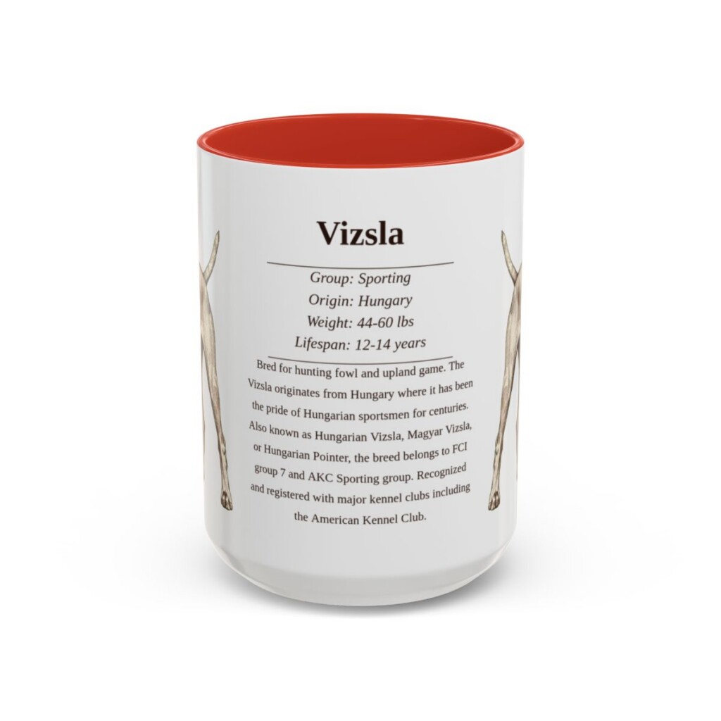 15oz Vizsla Mug, Red, front view