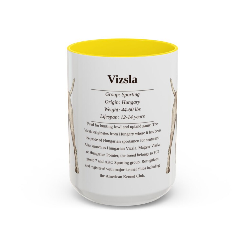 15oz Vizsla Mug, Yellow, front view