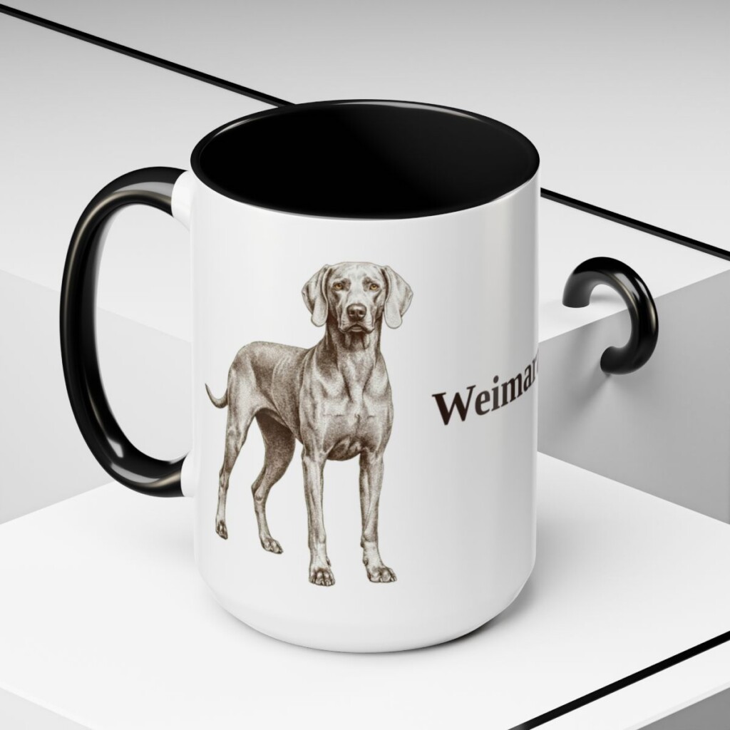 15oz Weimaraner Mug, Black, lifestyle photo