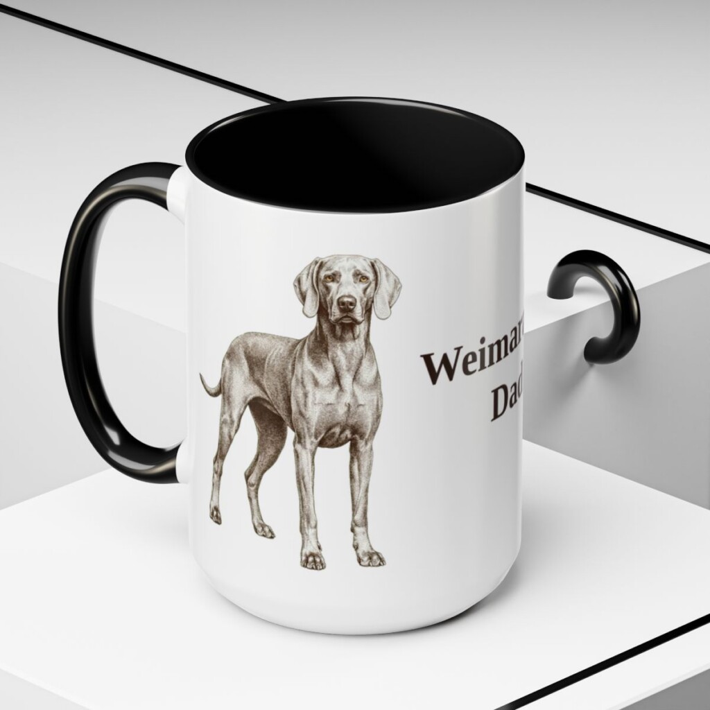 15oz Weimaraner Dog Dad Mug, Black, lifestyle photo