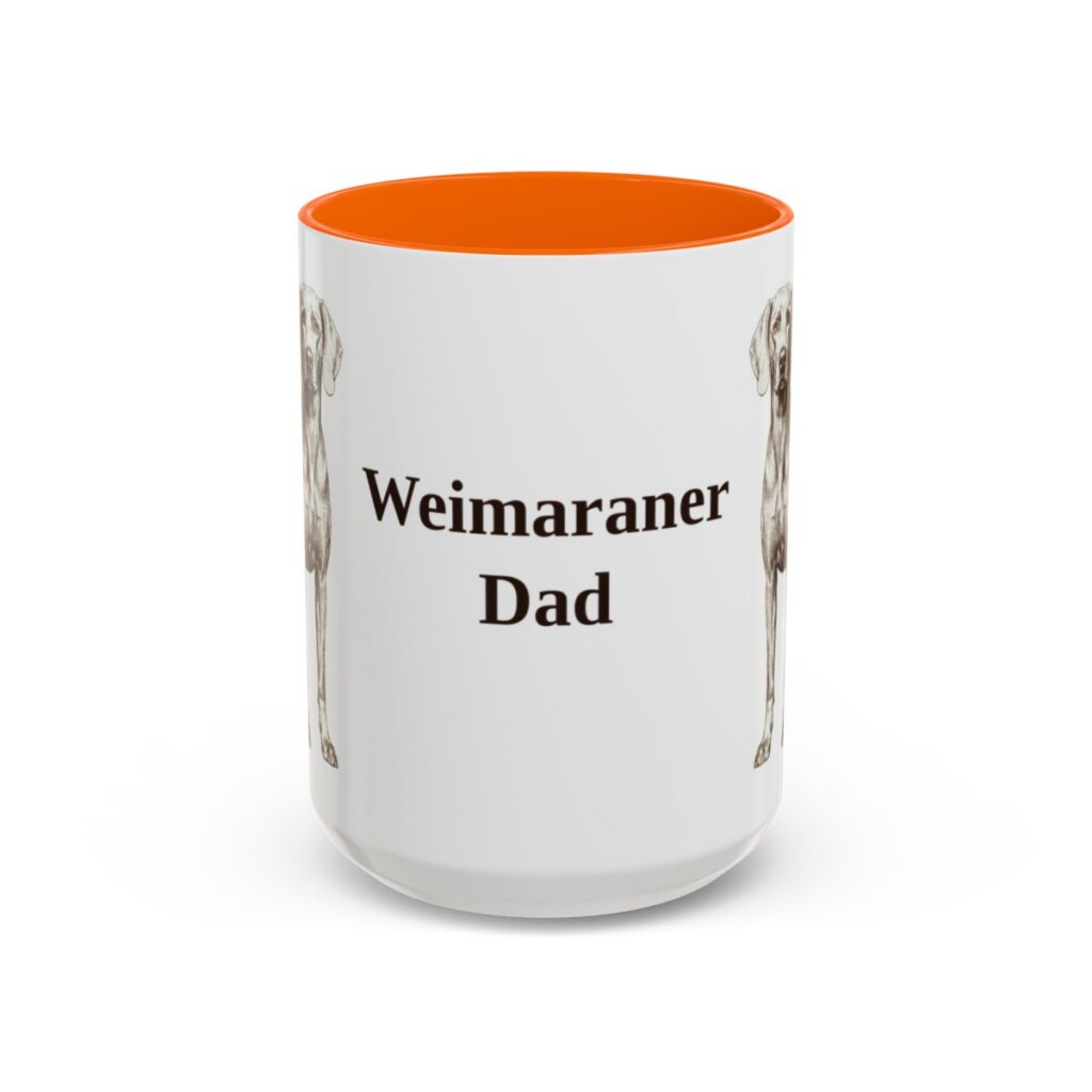 15oz Weimaraner Dog Dad Mug, Orange, front view