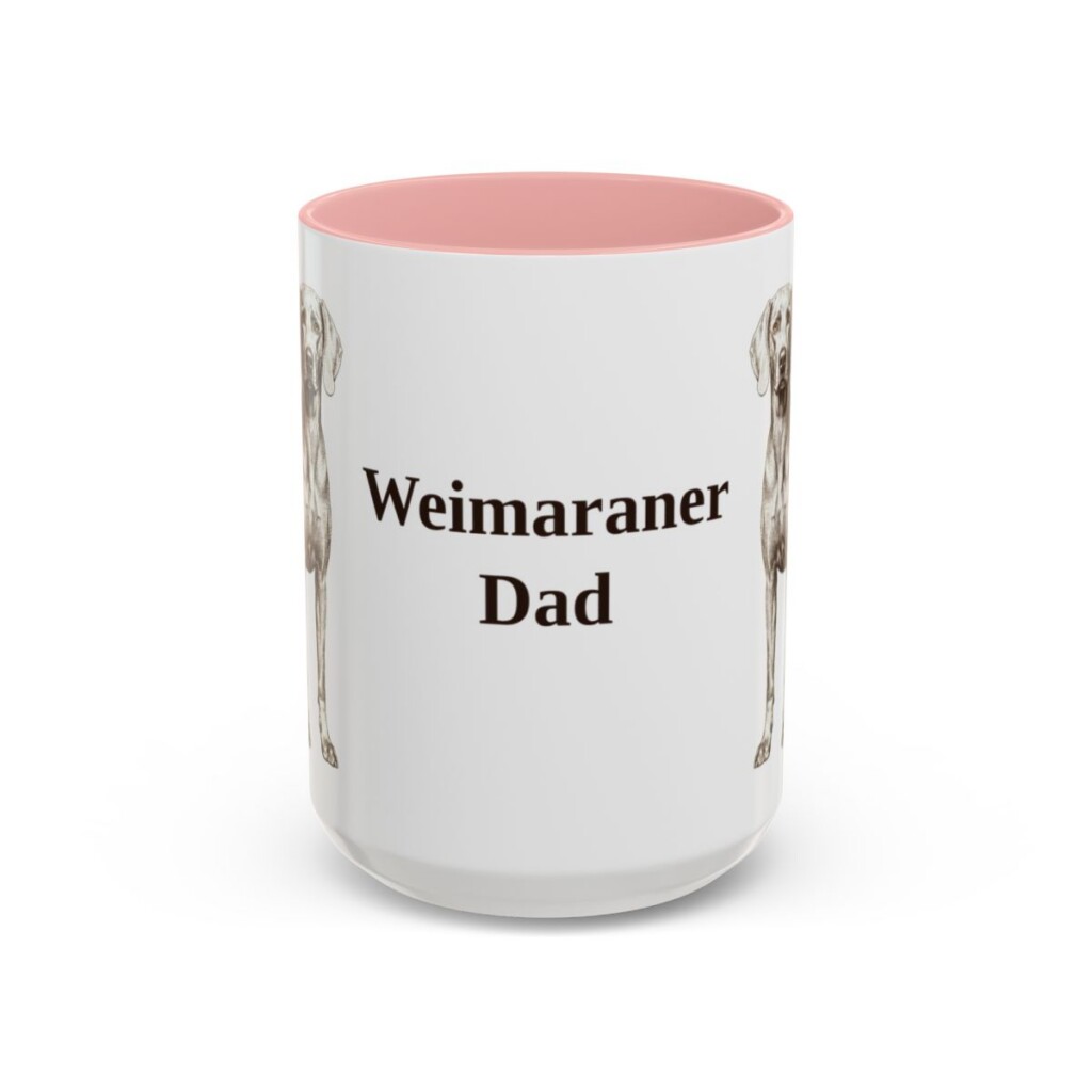 15oz Weimaraner Dog Dad Mug, Pink, front view