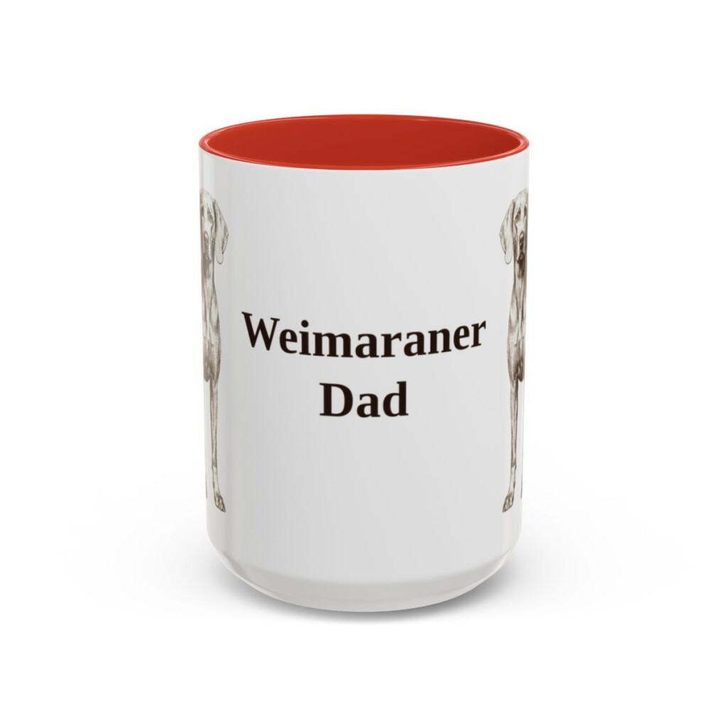 15oz Weimaraner Dog Dad Mug, Red, front view
