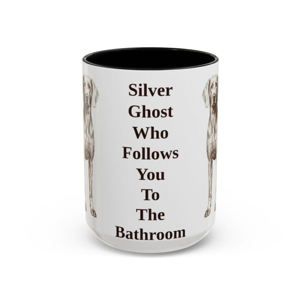 15oz-weimaraner-mug-humor-black-front 15oz Funny Weimaraner Mug, Black, front view