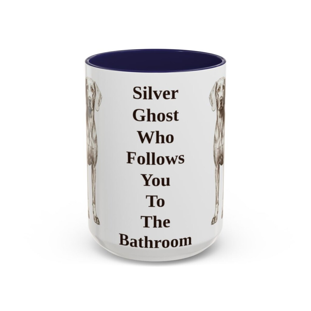 15oz-weimaraner-mug-humor-navy 15oz Funny Weimaraner Mug, Navy, front view