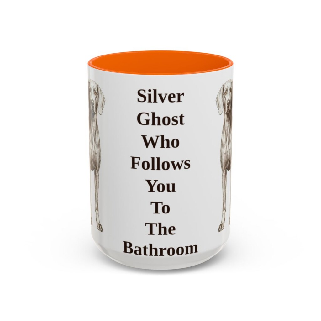 15oz-weimaraner-mug-humor-orange 15oz Funny Weimaraner Mug, Orange, front view
