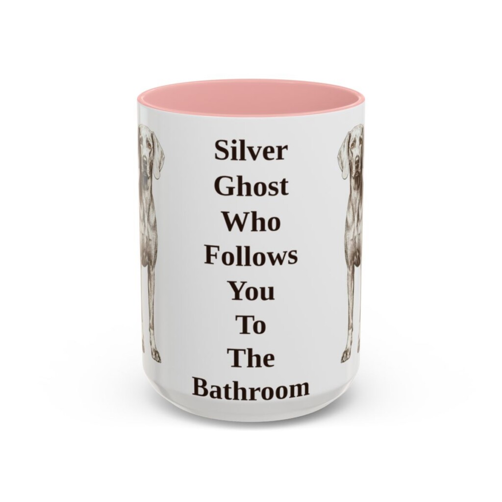 15oz-weimaraner-mug-humor-pink 15oz Funny Weimaraner Mug, Pink, front view